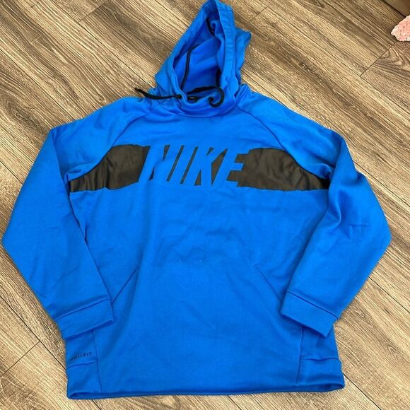 NIKE Dri-Fit blue/black hooded sweatshirt size medium - Picture 1 of 4